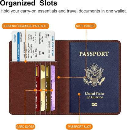 Passport Holder, Slim Travel Wallet RFID Blocking Card Case Cover | Passport Cover Protector Essentials with Credit Card Slots, For Women/Men