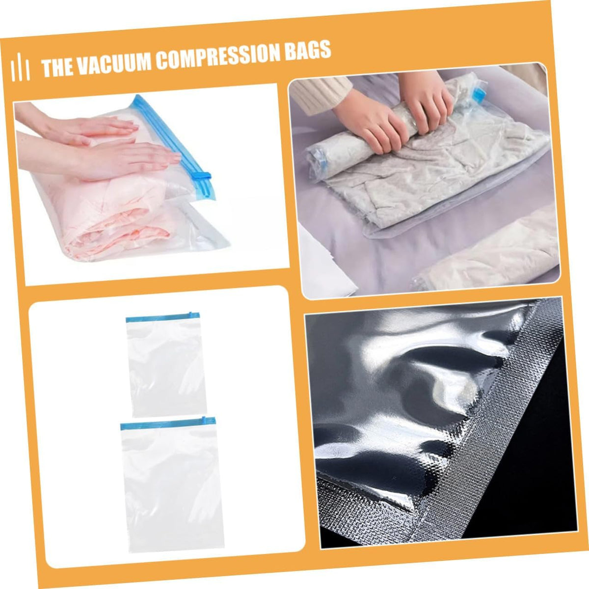 12pcs Hand Roll up Vacuum Compression Bags 35x50 40x60cm Pa+pe 7-layer Space Saver Bags for Travel Luggage Clothing Storage