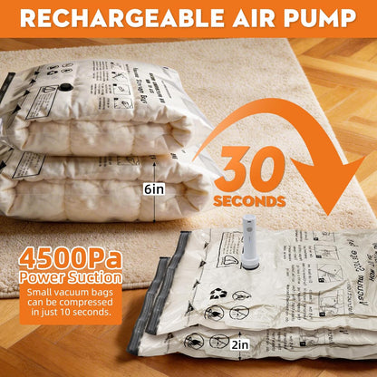 12 Pack Vacuum Travel Bags With Pump,Vacuum Bags For Clothes (4S+4M+2L+2J) | Vacuum Storage Bags For Clothes,Vacuum Compression Bags For Travel and Home Organization