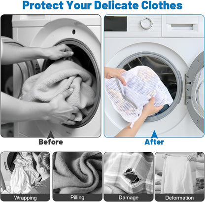 6-Pack Durable Honeycomb Mesh Laundry Bags for Delicates - 12x16 Inches Lingerie Bags for Washing Delicates with Sturdy Zippers, Protect Clothes in Washing Machine for Home, College & Dorm (Medium)
