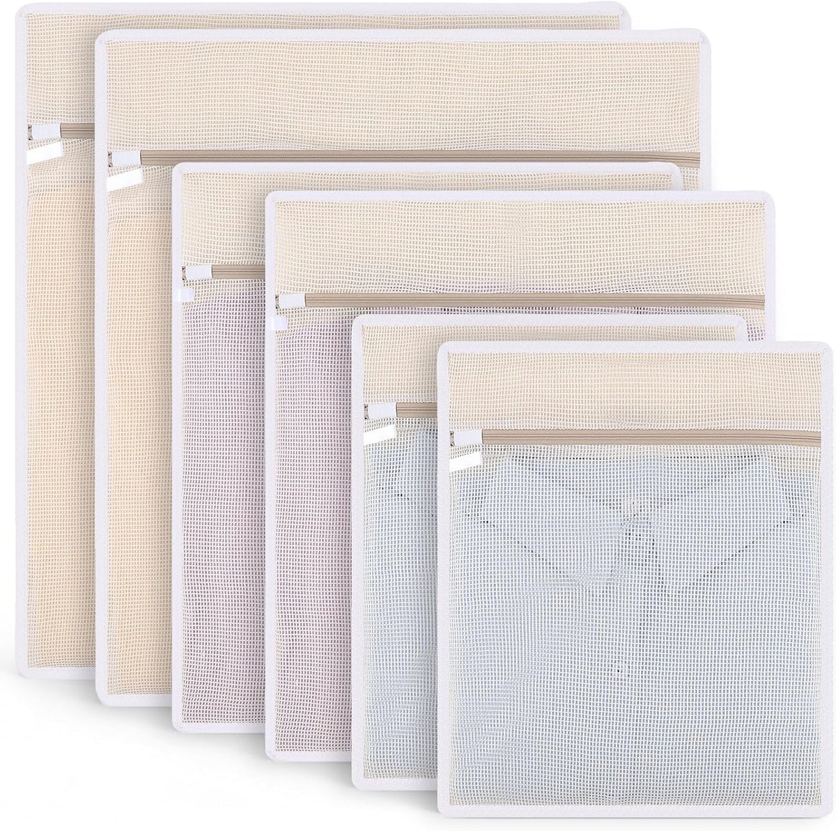 6-Pack Durable Honeycomb Mesh Laundry Bags for Delicates - 12x16 Inches Lingerie Bags for Washing Delicates with Sturdy Zippers, Protect Clothes in Washing Machine for Home, College & Dorm (Medium)