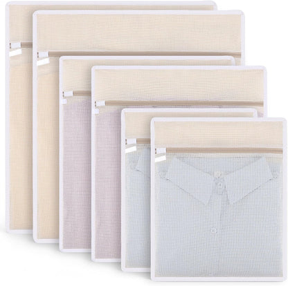 6-Pack Durable Honeycomb Mesh Laundry Bags for Delicates - 12x16 Inches Lingerie Bags for Washing Delicates with Sturdy Zippers, Protect Clothes in Washing Machine for Home, College & Dorm (Medium)