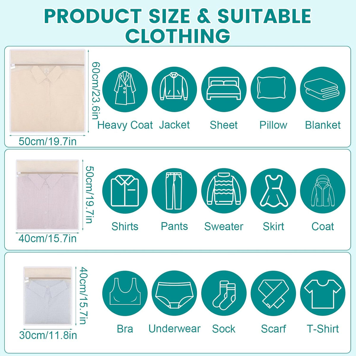 6-Pack Durable Honeycomb Mesh Laundry Bags for Delicates - 12x16 Inches Lingerie Bags for Washing Delicates with Sturdy Zippers, Protect Clothes in Washing Machine for Home, College & Dorm (Medium)