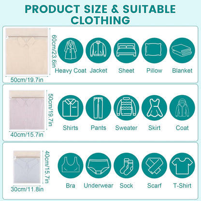6-Pack Durable Honeycomb Mesh Laundry Bags for Delicates - 12x16 Inches Lingerie Bags for Washing Delicates with Sturdy Zippers, Protect Clothes in Washing Machine for Home, College & Dorm (Medium)