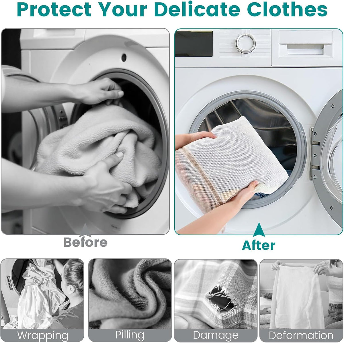 6-Pack Durable Honeycomb Mesh Laundry Bags for Delicates - 12x16 Inches Lingerie Bags for Washing Delicates with Sturdy Zippers, Protect Clothes in Washing Machine for Home, College & Dorm (Medium)