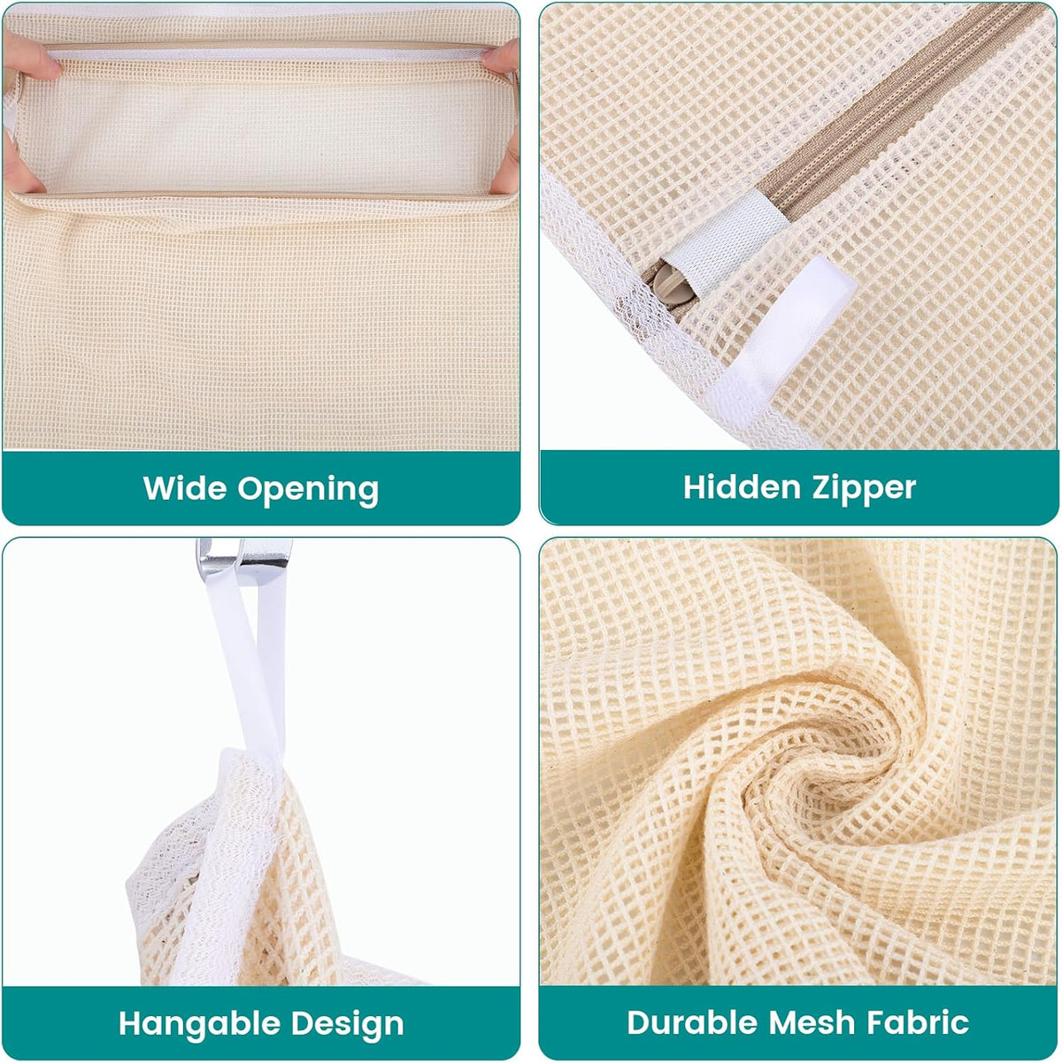 6-Pack Durable Honeycomb Mesh Laundry Bags for Delicates - 12x16 Inches Lingerie Bags for Washing Delicates with Sturdy Zippers, Protect Clothes in Washing Machine for Home, College & Dorm (Medium)