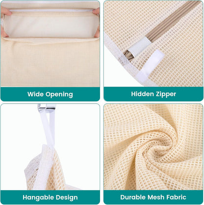 6-Pack Durable Honeycomb Mesh Laundry Bags for Delicates - 12x16 Inches Lingerie Bags for Washing Delicates with Sturdy Zippers, Protect Clothes in Washing Machine for Home, College & Dorm (Medium)