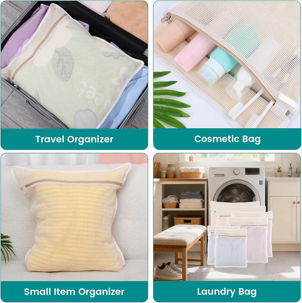6-Pack Durable Honeycomb Mesh Laundry Bags for Delicates - 12x16 Inches Lingerie Bags for Washing Delicates with Sturdy Zippers, Protect Clothes in Washing Machine for Home, College & Dorm (Medium)