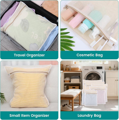 6-Pack Durable Honeycomb Mesh Laundry Bags for Delicates - 12x16 Inches Lingerie Bags for Washing Delicates with Sturdy Zippers, Protect Clothes in Washing Machine for Home, College & Dorm (Medium)