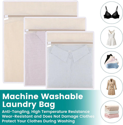 6-Pack Durable Honeycomb Mesh Laundry Bags for Delicates - 12x16 Inches Lingerie Bags for Washing Delicates with Sturdy Zippers, Protect Clothes in Washing Machine for Home, College & Dorm (Medium)