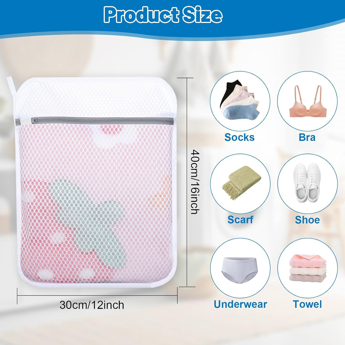 6-Pack Durable Honeycomb Mesh Laundry Bags for Delicates - 12x16 Inches Lingerie Bags for Washing Delicates with Sturdy Zippers, Protect Clothes in Washing Machine for Home, College & Dorm (Medium)