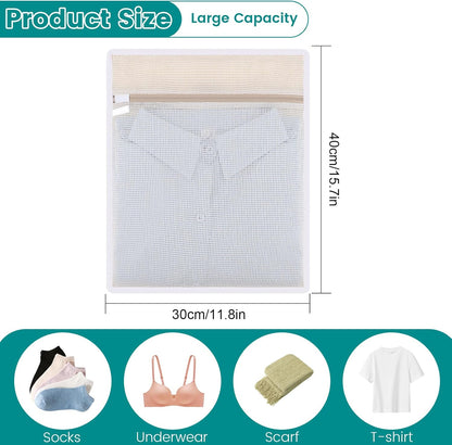 6-Pack Durable Honeycomb Mesh Laundry Bags for Delicates - 12x16 Inches Lingerie Bags for Washing Delicates with Sturdy Zippers, Protect Clothes in Washing Machine for Home, College & Dorm (Medium)