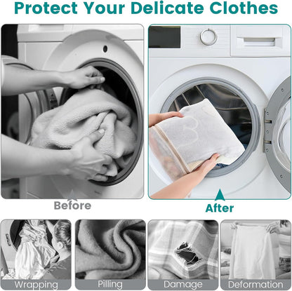 6-Pack Durable Honeycomb Mesh Laundry Bags for Delicates - 12x16 Inches Lingerie Bags for Washing Delicates with Sturdy Zippers, Protect Clothes in Washing Machine for Home, College & Dorm (Medium)