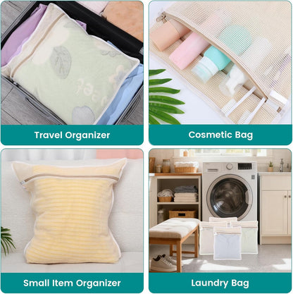 6-Pack Durable Honeycomb Mesh Laundry Bags for Delicates - 12x16 Inches Lingerie Bags for Washing Delicates with Sturdy Zippers, Protect Clothes in Washing Machine for Home, College & Dorm (Medium)