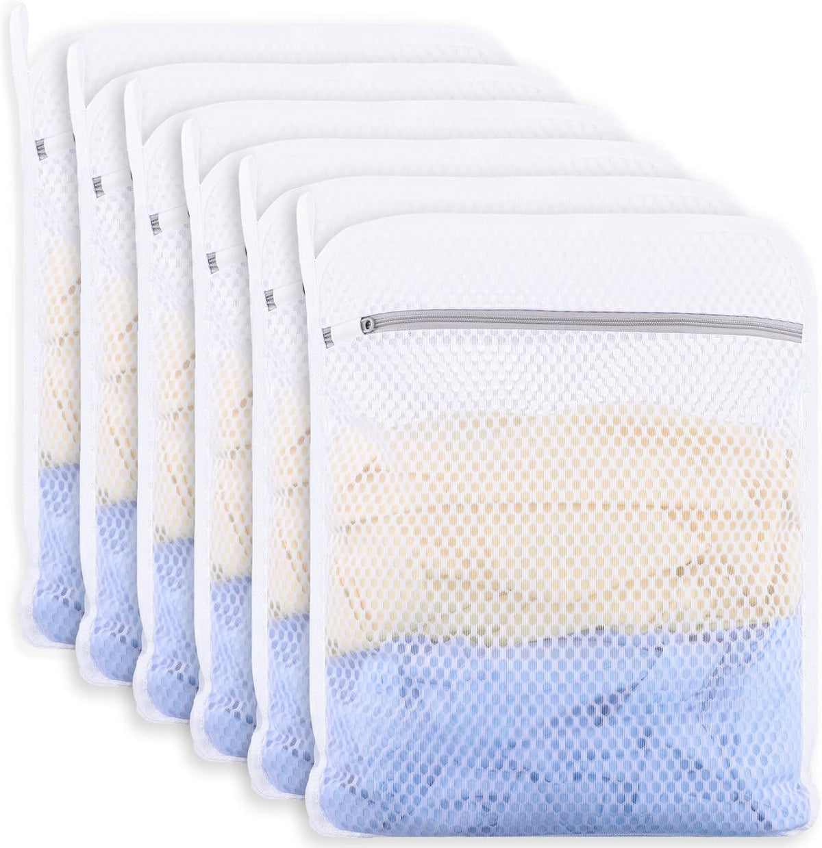6-Pack Durable Honeycomb Mesh Laundry Bags for Delicates - 12x16 Inches Lingerie Bags for Washing Delicates with Sturdy Zippers, Protect Clothes in Washing Machine for Home, College & Dorm (Medium)