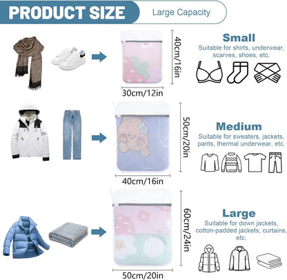 6-Pack Durable Honeycomb Mesh Laundry Bags for Delicates - 12x16 Inches Lingerie Bags for Washing Delicates with Sturdy Zippers, Protect Clothes in Washing Machine for Home, College & Dorm (Medium)