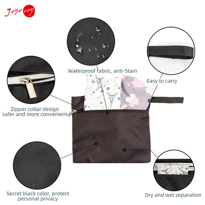 Small Wet Bag Mini Wet Bag Period Bag Black for Private Secret Waterproof Reusable for Girls Women Multi Use for Mama Cloth/Menstrual Pads/Sanity Cups/Breast Pads/Make Up Remover Pads