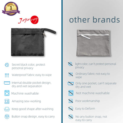 Small Wet Bag Mini Wet Bag Period Bag Black for Private Secret Waterproof Reusable for Girls Women Multi Use for Mama Cloth/Menstrual Pads/Sanity Cups/Breast Pads/Make Up Remover Pads