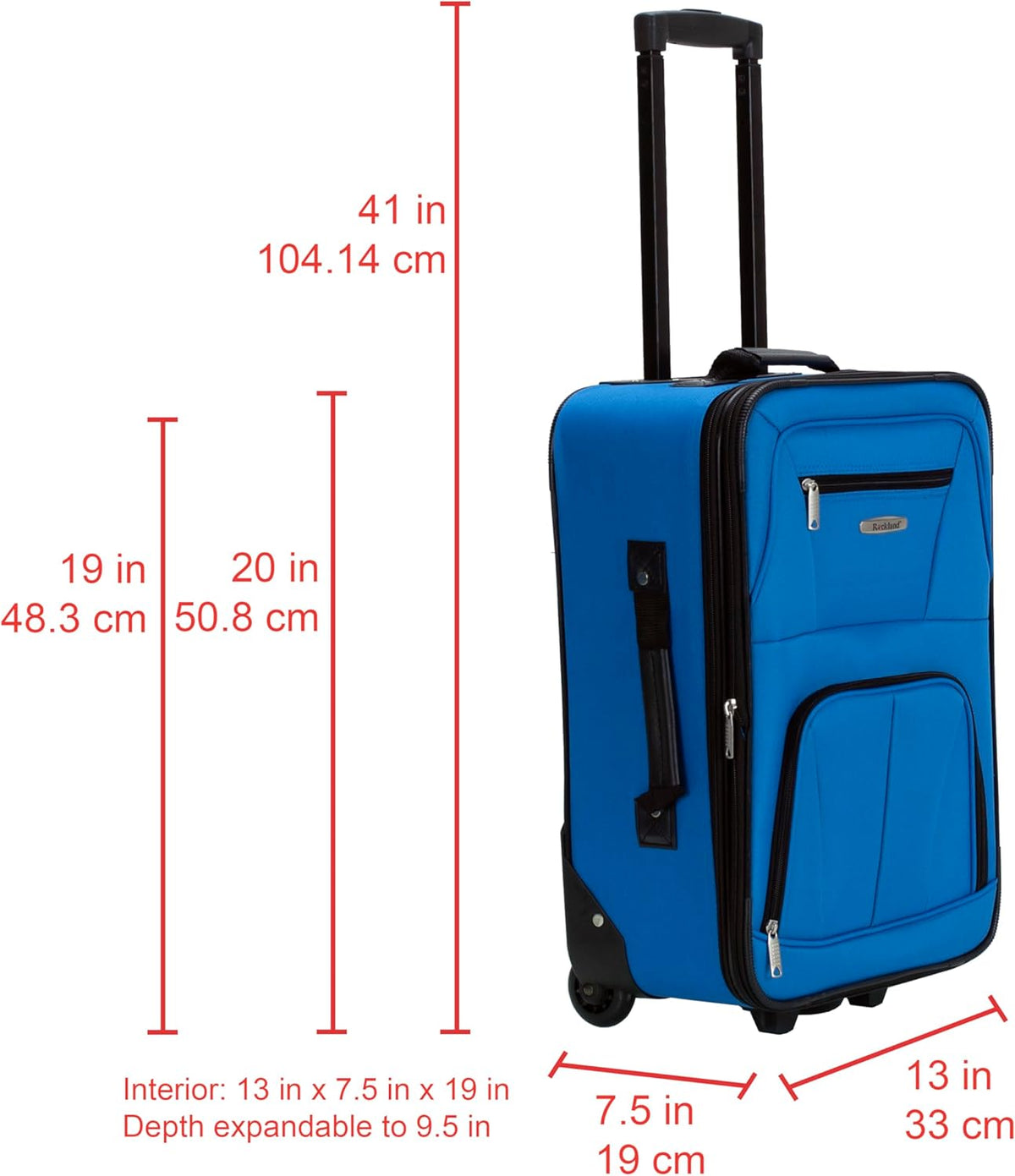 Fashion Softside Upright Luggage Set, Expandable, Wheel, Telescopic Handle,Turquoise, (14/19) - Colors A