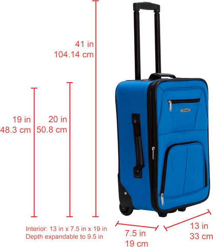 Fashion Softside Upright Luggage Set, Expandable, Wheel, Telescopic Handle,Turquoise, (14/19) - Colors A