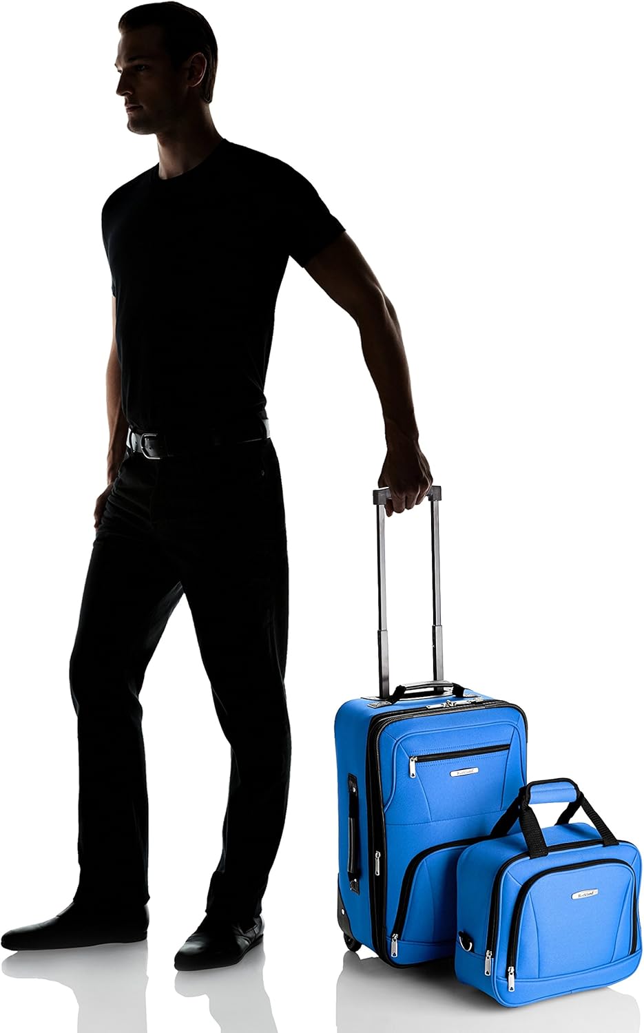 Fashion Softside Upright Luggage Set, Expandable, Wheel, Telescopic Handle,Turquoise, (14/19) - Colors A