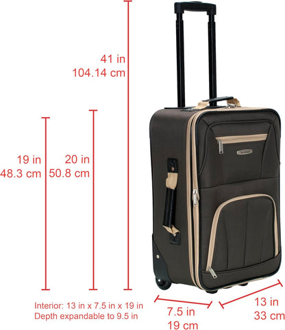 Fashion Softside Upright Luggage Set, Expandable, Wheel, Telescopic Handle,Turquoise, (14/19) - Colors A