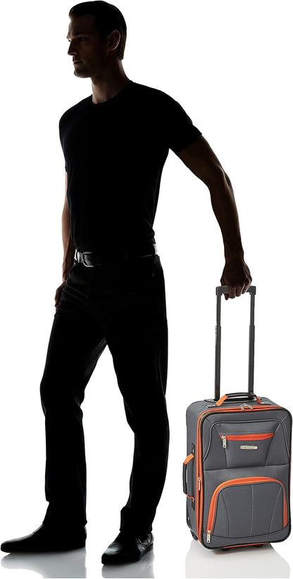 Fashion Softside Upright Luggage Set, Expandable, Wheel, Telescopic Handle,Turquoise, (14/19) - Colors A