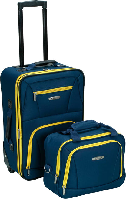 Fashion Softside Upright Luggage Set, Expandable, Wheel, Telescopic Handle,Turquoise, (14/19) - Colors A
