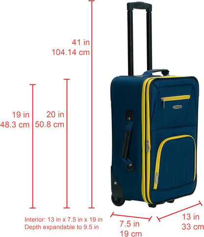 Fashion Softside Upright Luggage Set, Expandable, Wheel, Telescopic Handle,Turquoise, (14/19) - Colors A