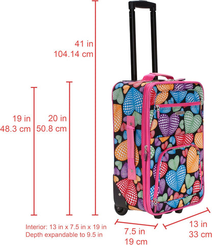 Fashion Softside Upright Luggage Set, Expandable, Wheel, Telescopic Handle,Turquoise, (14/19) - Colors A