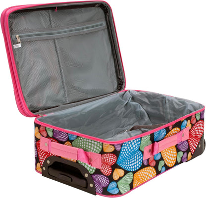 Fashion Softside Upright Luggage Set, Expandable, Wheel, Telescopic Handle,Turquoise, (14/19) - Colors A