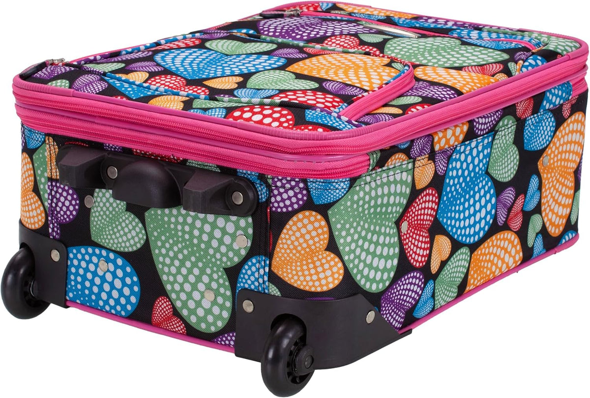 Fashion Softside Upright Luggage Set, Expandable, Wheel, Telescopic Handle,Turquoise, (14/19) - Colors A