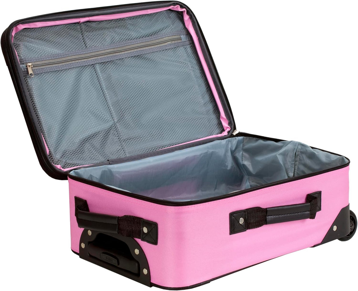 Fashion Softside Upright Luggage Set, Expandable, Wheel, Telescopic Handle,Turquoise, (14/19) - Colors A