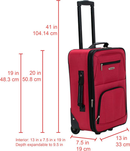Fashion Softside Upright Luggage Set, Expandable, Wheel, Telescopic Handle,Turquoise, (14/19) - Colors A