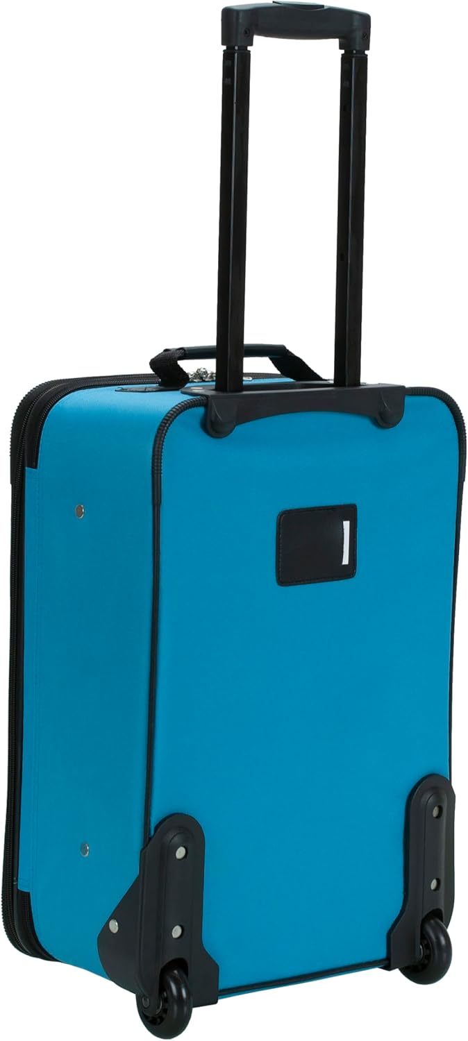 Fashion Softside Upright Luggage Set, Expandable, Wheel, Telescopic Handle,Turquoise, (14/19) - Colors A