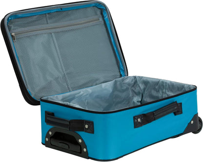 Fashion Softside Upright Luggage Set, Expandable, Wheel, Telescopic Handle,Turquoise, (14/19) - Colors A