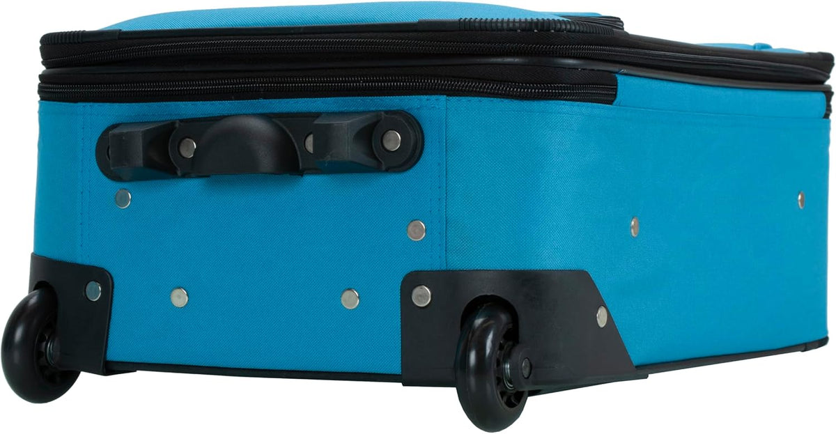 Fashion Softside Upright Luggage Set, Expandable, Wheel, Telescopic Handle,Turquoise, (14/19) - Colors A