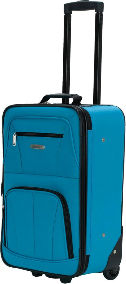 Fashion Softside Upright Luggage Set, Expandable, Wheel, Telescopic Handle,Turquoise, (14/19) - Colors A