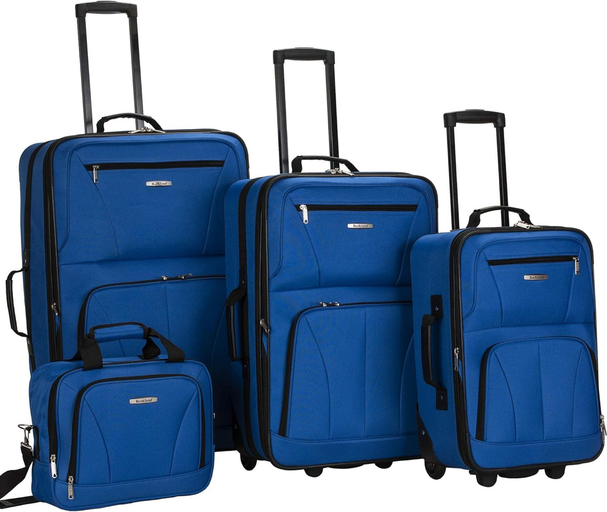 Fashion Softside Upright Luggage Set, Expandable, Wheel, Telescopic Handle,Turquoise, (14/19) - Colors A