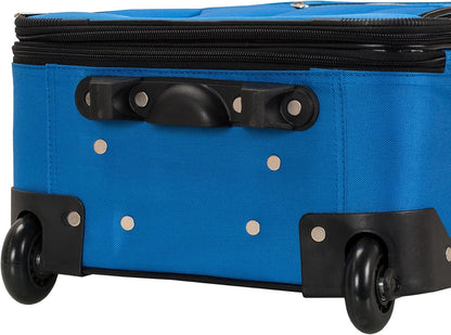 Fashion Softside Upright Luggage Set, Expandable, Wheel, Telescopic Handle,Turquoise, (14/19) - Colors A