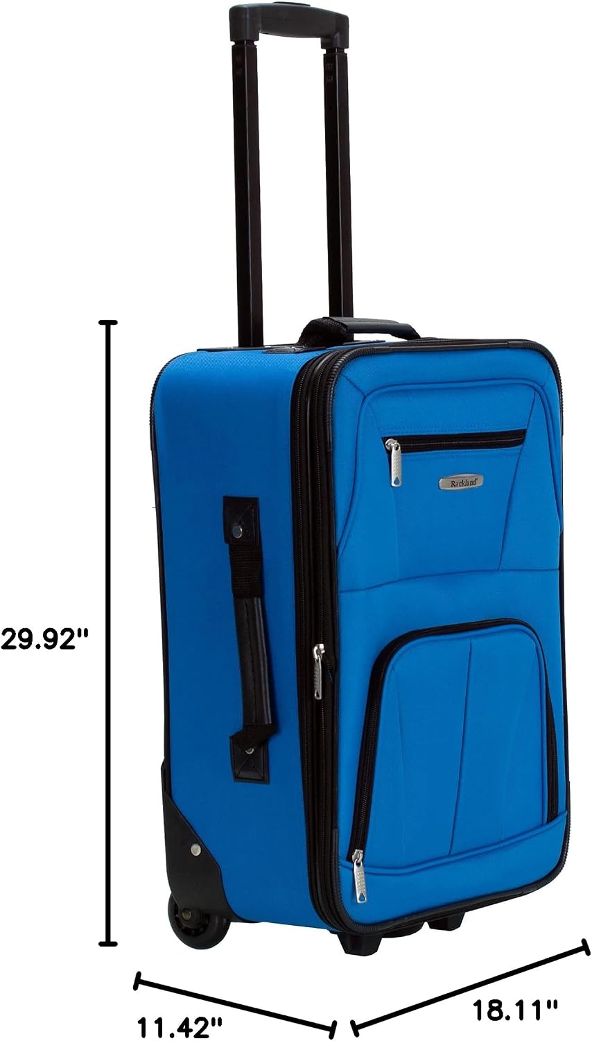 Fashion Softside Upright Luggage Set, Expandable, Wheel, Telescopic Handle,Turquoise, (14/19) - Colors A