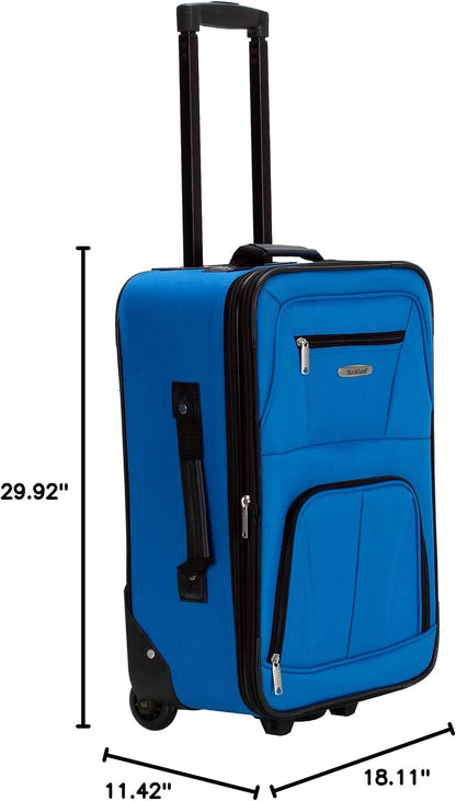 Fashion Softside Upright Luggage Set, Expandable, Wheel, Telescopic Handle,Turquoise, (14/19) - Colors A