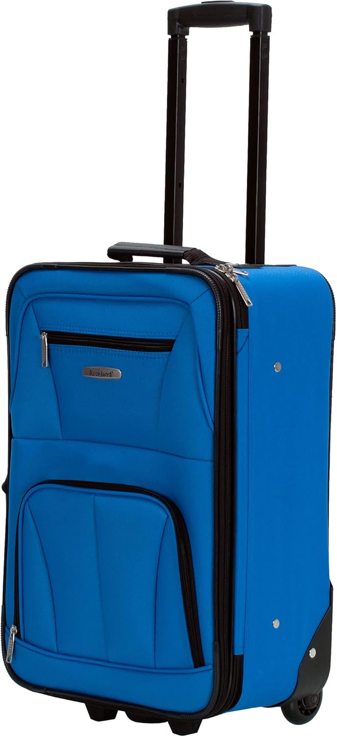 Fashion Softside Upright Luggage Set, Expandable, Wheel, Telescopic Handle,Turquoise, (14/19) - Colors A