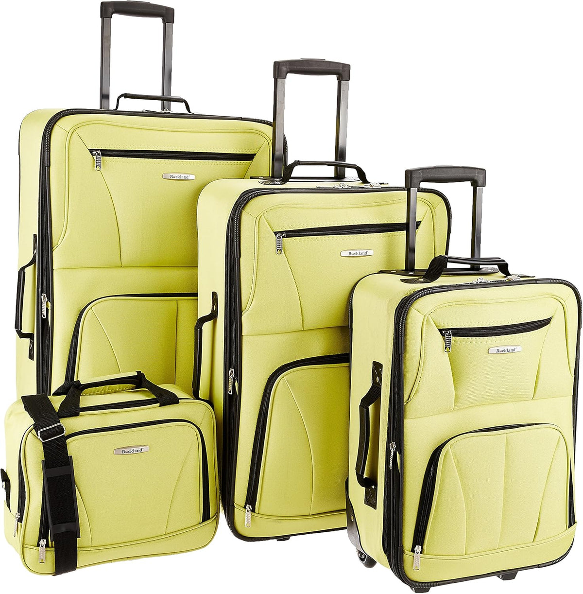 Fashion Softside Upright Luggage Set, Expandable, Wheel, Telescopic Handle,Turquoise, (14/19) - Colors A