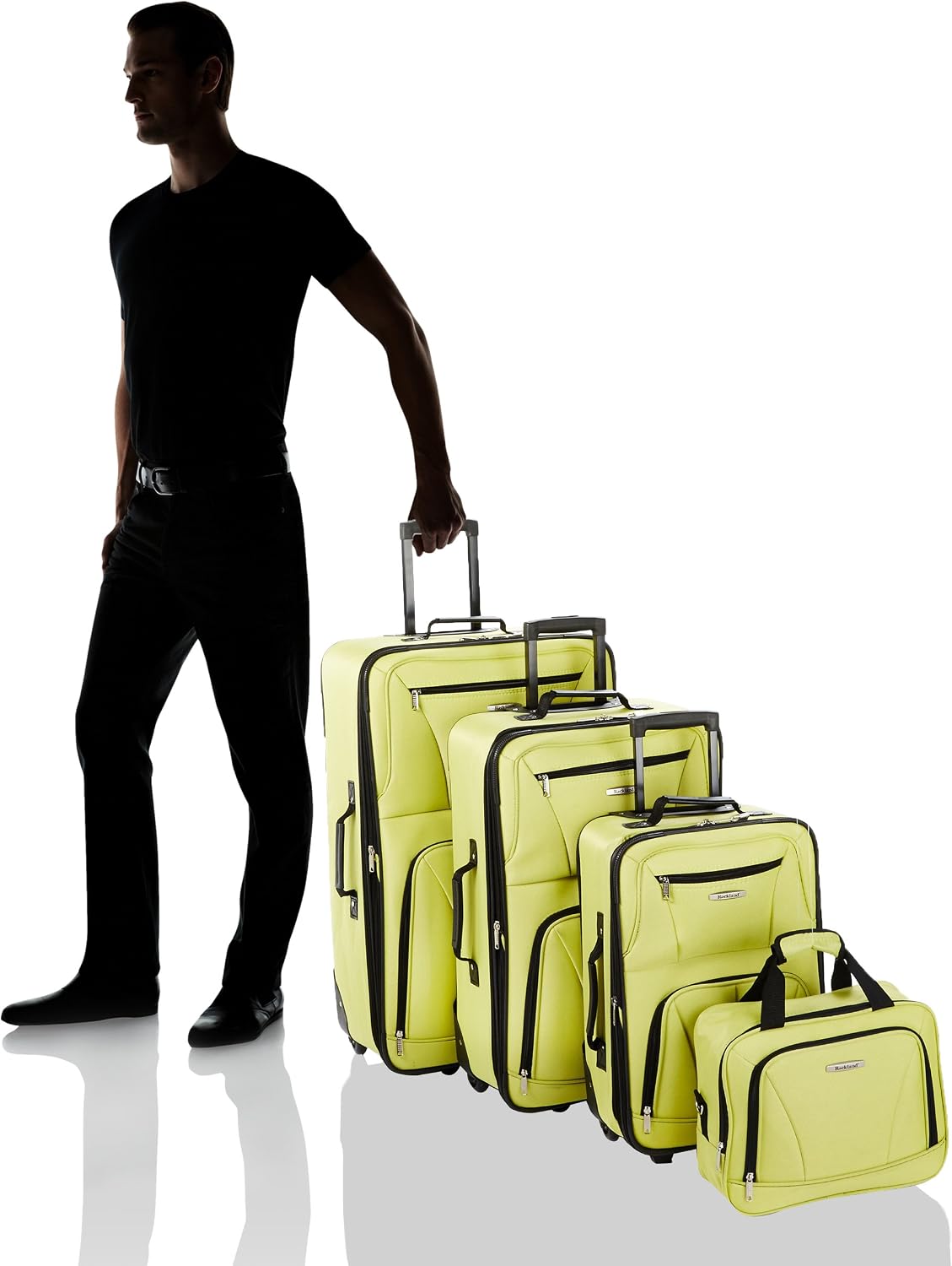 Fashion Softside Upright Luggage Set, Expandable, Wheel, Telescopic Handle,Turquoise, (14/19) - Colors A