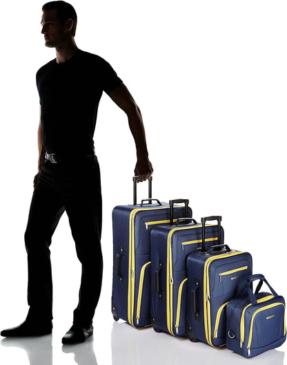 Fashion Softside Upright Luggage Set, Expandable, Wheel, Telescopic Handle,Turquoise, (14/19) - Colors A