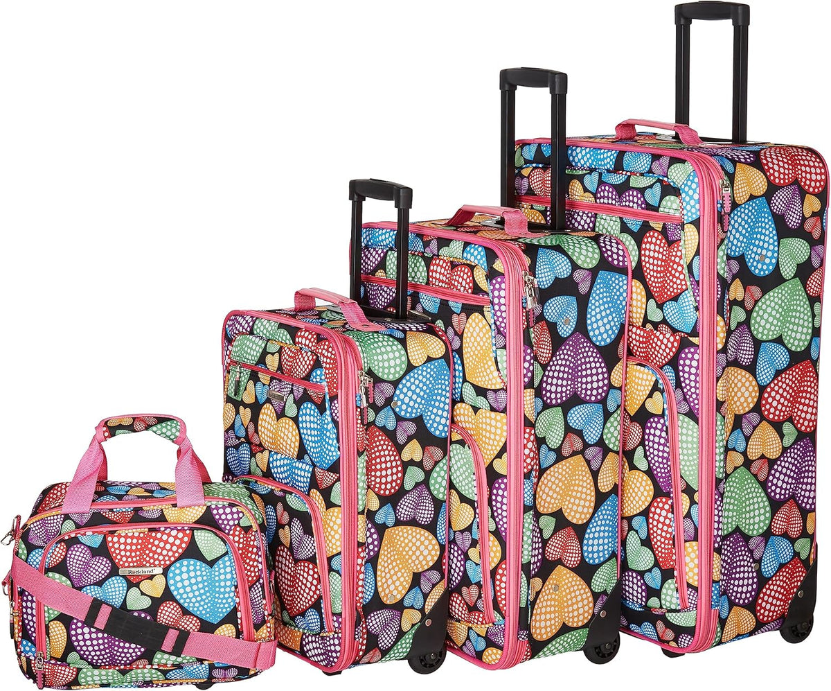 Fashion Softside Upright Luggage Set, Expandable, Wheel, Telescopic Handle,Turquoise, (14/19) - Colors A