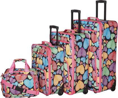 Fashion Softside Upright Luggage Set, Expandable, Wheel, Telescopic Handle,Turquoise, (14/19) - Colors A