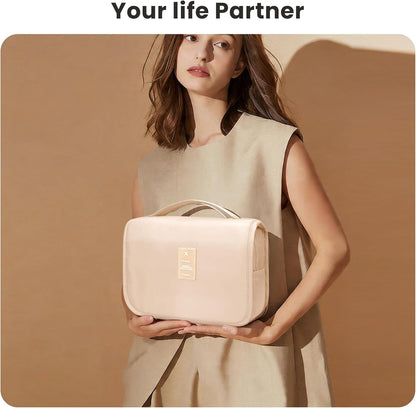 Portable Hanging Toiletry Bag for Travel, Small Multifunctional Makeup Cosmetic Bag for Women, Waterproof Travel Toiletries Organizer, Shower Bathroom Pouch with Hook for Gym, Business Trips