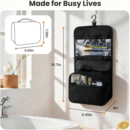 Portable Hanging Toiletry Bag for Travel, Small Multifunctional Makeup Cosmetic Bag for Women, Waterproof Travel Toiletries Organizer, Shower Bathroom Pouch with Hook for Gym, Business Trips